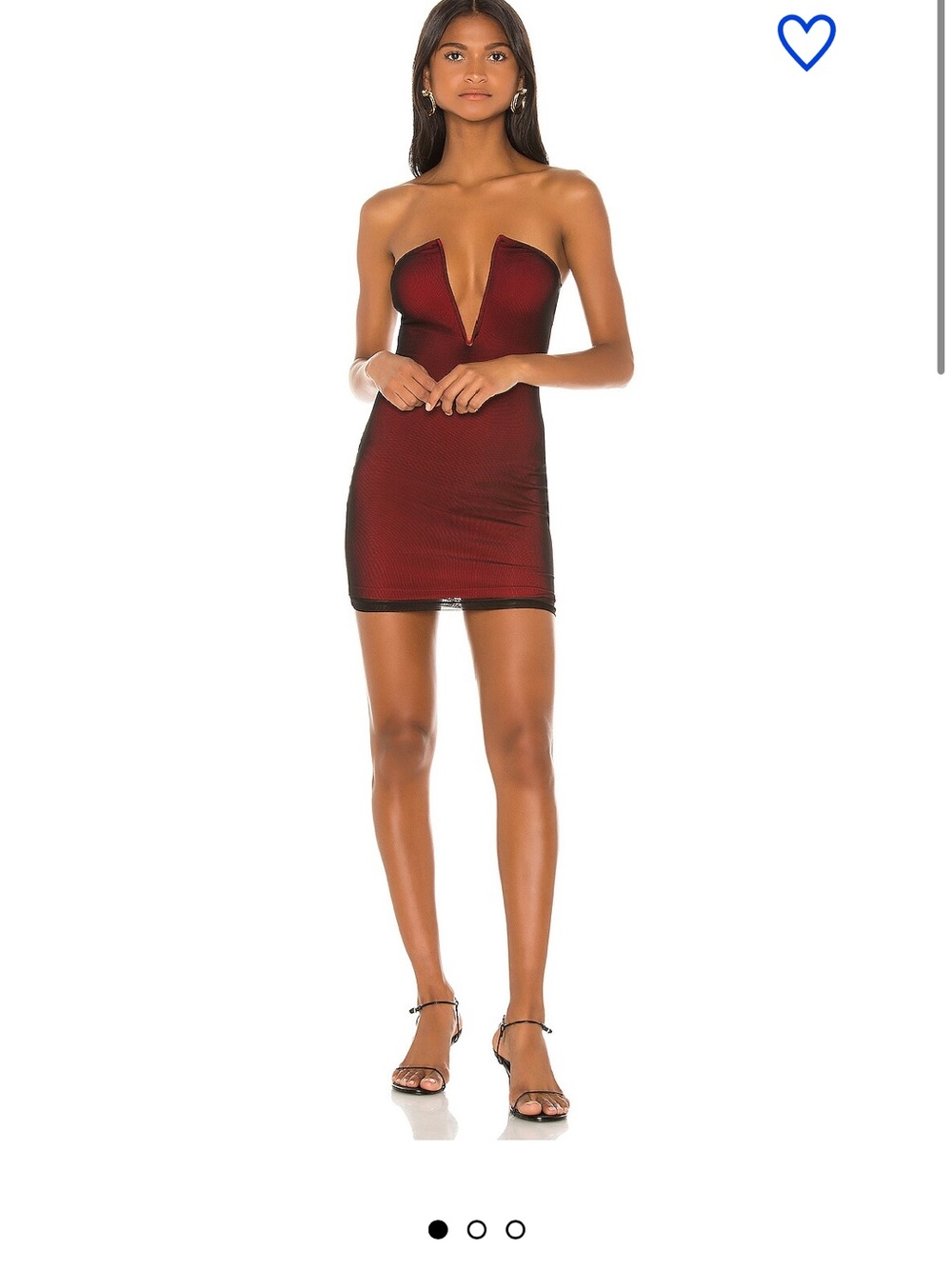 superdown red/black Strapless Plunge Mini Dress